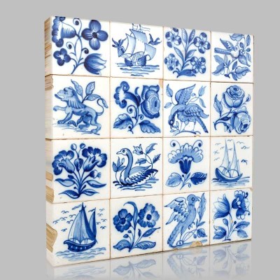 Tiles Birds 1 Kanvas Tablo