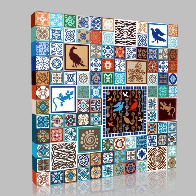 Tiles Birds 21 Kanvas Tablo