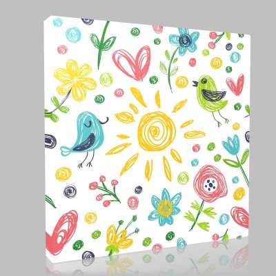 Tiles Birds 36 Kanvas Tablo