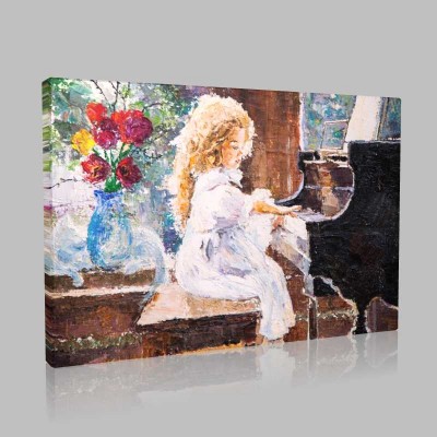 Cute Little Girl That Plays The Piano Kanvas Tablo