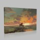 Surreal Painting Of Melting Black Piano On The Beach At Sunset Kanvas Tablo