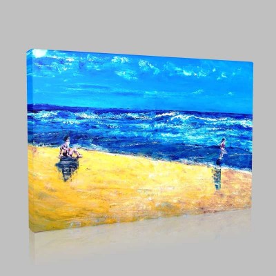 Concept Beach Scene With Mother And Child Kanvas Tablo