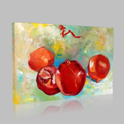 Original Oil Painting Of Tasty Pomegranate Fruit Kanvas Tablo