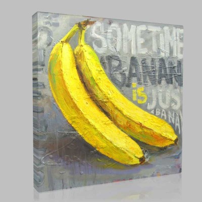 Two Bananas On Grey Background Kanvas Tablo