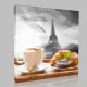 Coffee And Croissants Against Eiffel Tower InParis  France Kanvas Tablo