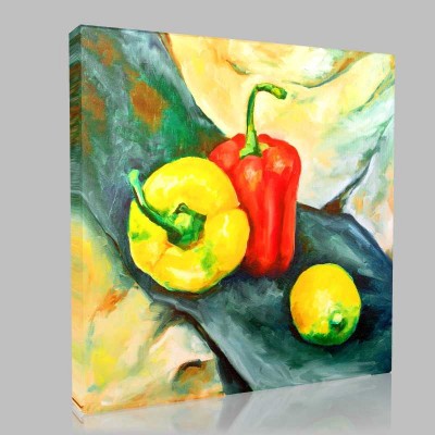 Two Pepper Red And Yellow And Green Yellow Lemon Kanvas Tablo