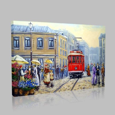 Tram In Old City  Kanvas Tablo